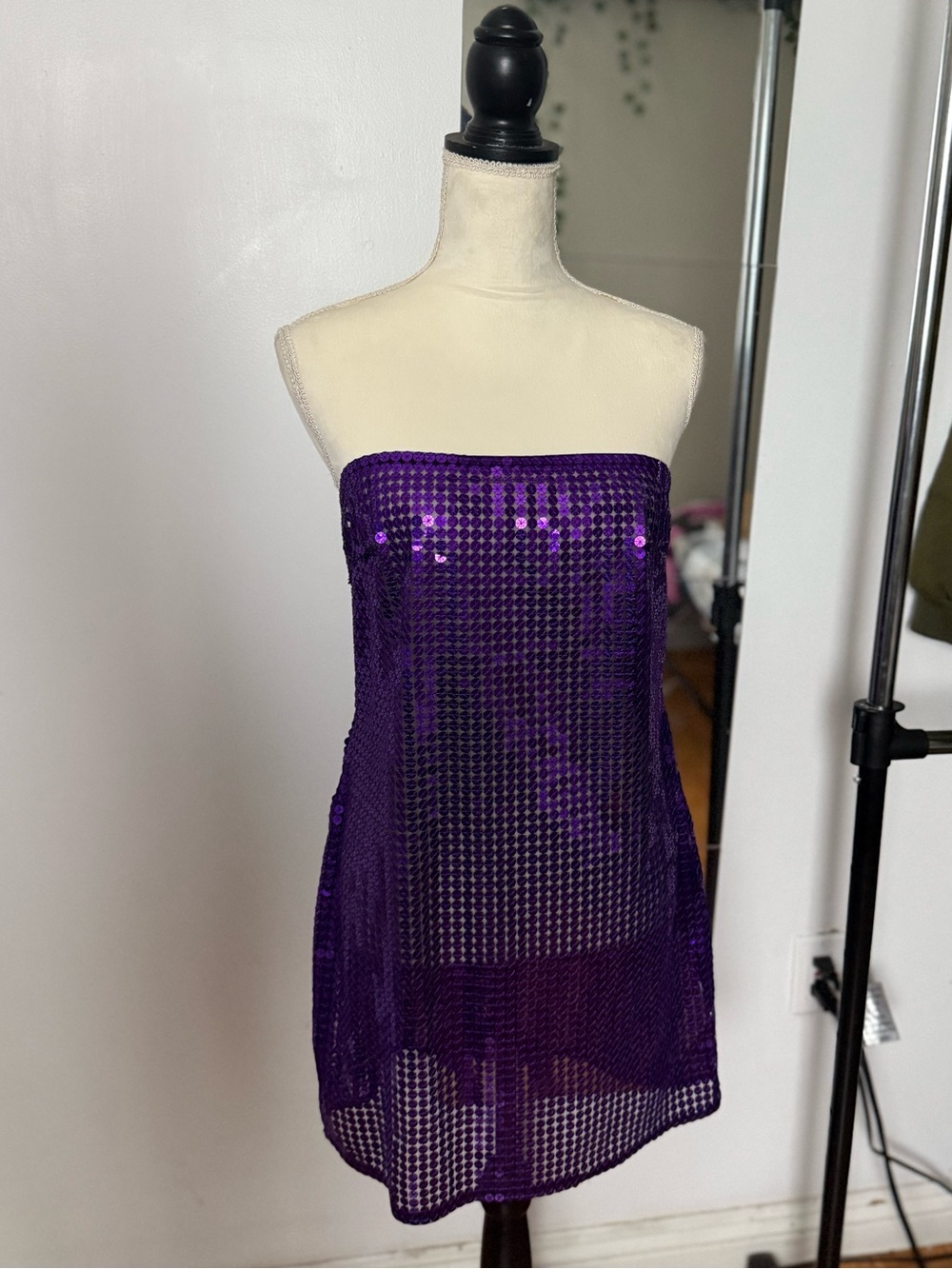 PrettyLittleThing Strapless Purple Dress